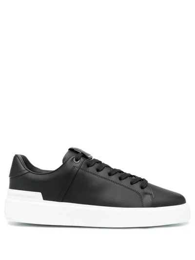 Balmain Logo-patch Low-top Sneakers In Black