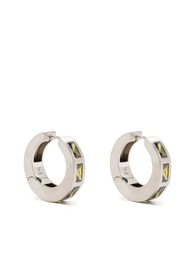 Tom Wood Gemstone-detail Hoop Earrings In Olive Green