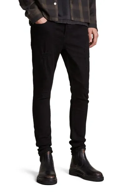 Allsaints Cigarette Skinny Distressed Jeans In Black