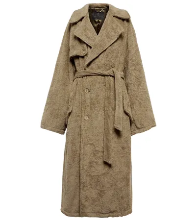 Balenciaga Towel Trench Coat In Sand-coloured Cotton In Dune