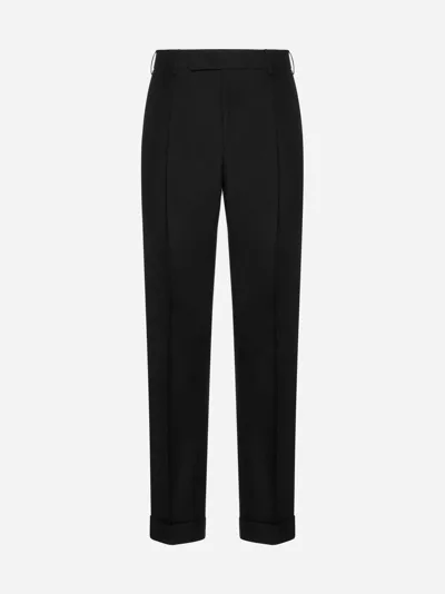 Pt Torino Quindici Wool And Mohair Trousers In Black