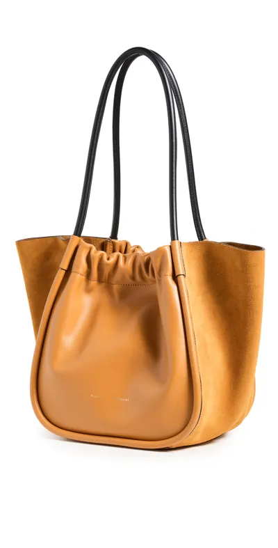 Proenza Schouler Large Suede Ruched Tote In Bronze