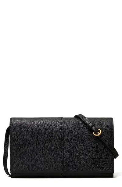 Tory Burch Mcgraw Leather Wallet Crossbody In Black