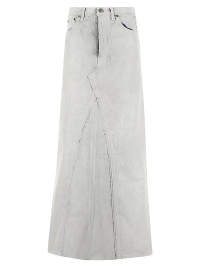 Maison Margiela Cotton Denim Long Skirt In White