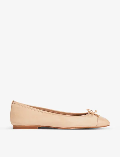 Lk Bennett Kara Patent Toe Suede Ballerina Flats In Brown