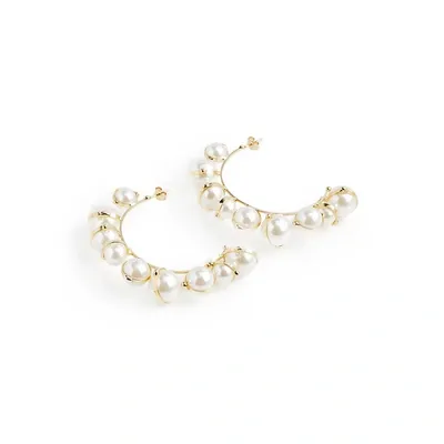 Rosantica Faux Pearl Hoop Earrings