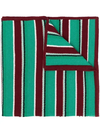 Barrie Striped Knitted Scarf In Green