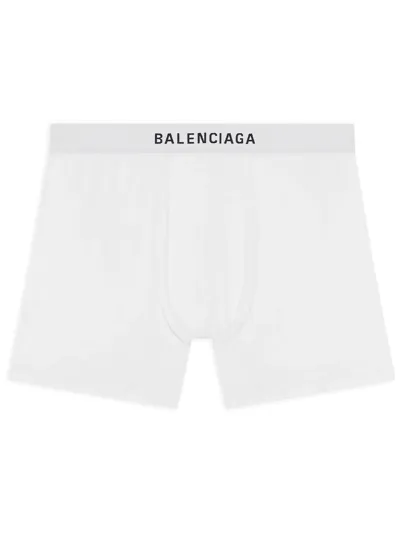 Balenciaga Logo-waistband Boxer Briefs In White Black