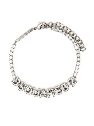 Dsquared2 Crystal Logo Lettering Bracelet In Silver