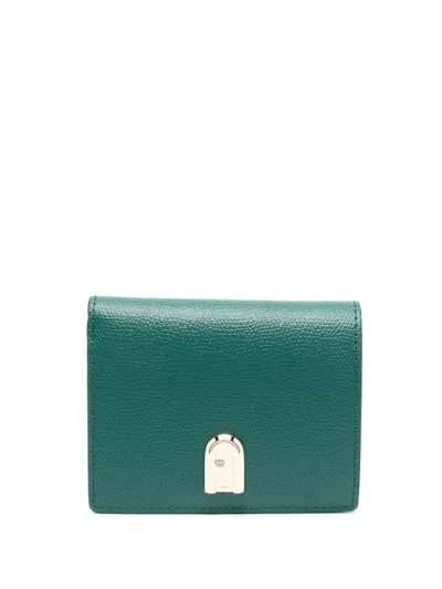 Furla Logo Bi-fold Wallet In Green