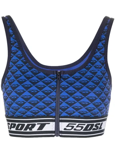 Diesel Logo Embroidered Sports Bra In 8hz