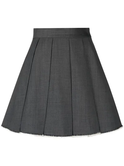 Shushu-tong Grey Pleated A-line Mini Skirt