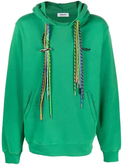 Ambush Embroidered Logo Multicord Cotton Hoodie In Green