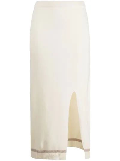 Lorena Antoniazzi Stripe-trimmed Knitted Skirt In Neutrals