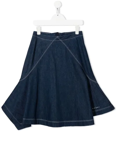 Marni Kids' Gonna In Denim Blu Asimmetrica In Blue