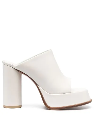 Ambush 115mm Leather Platform Mules In White