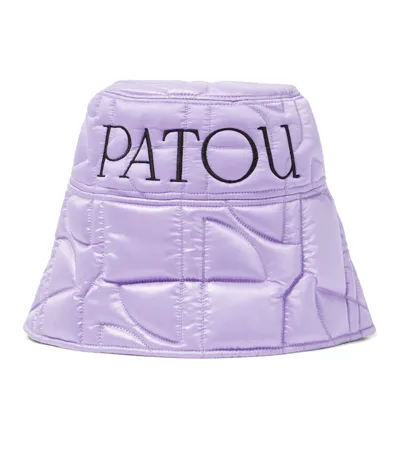 Patou Logo Quilted Satin Bucket Hat In Viola