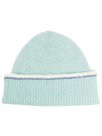 Barrie Shearling-trim Cashmere Beanie In Blau