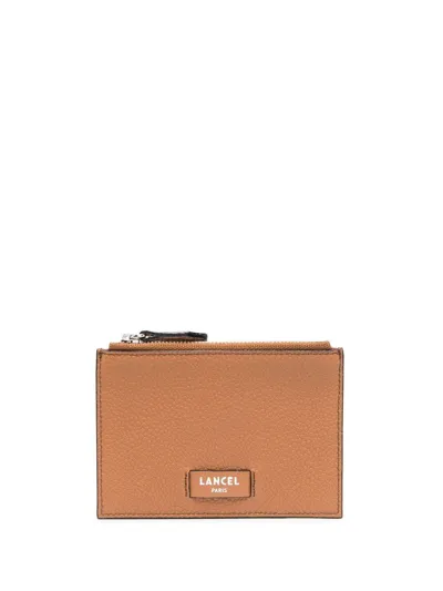 Lancel Zip Leather Cardholder In Nude