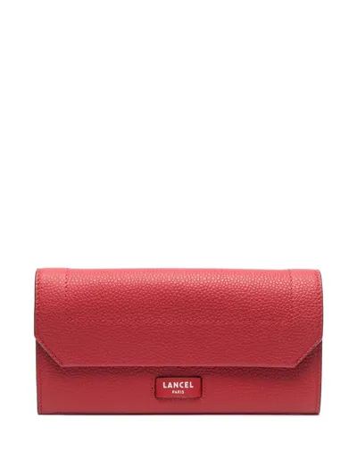 Lancel Leather Slim Flap Wallet In Red