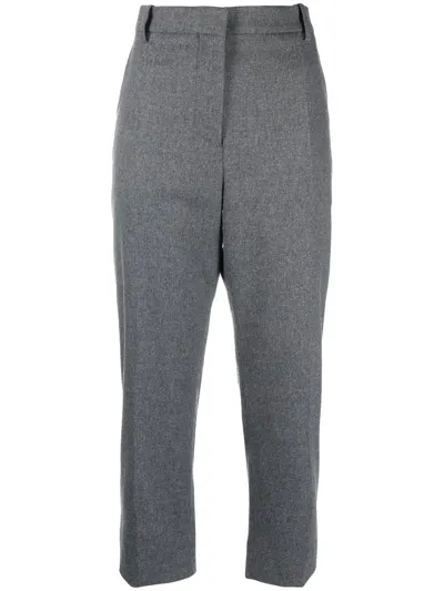 Marni Cropped Pleat Detailed Trousers In Grey