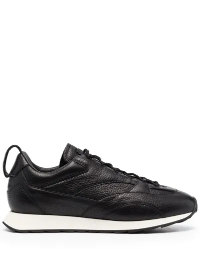 Giorgio Armani Panelled-design Logo Low-top Sneakers In Black