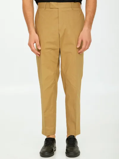 Pt01 Beige Cotton Trousers