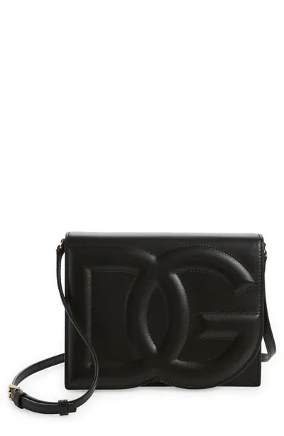 Dolce & Gabbana Dg Logo Flap Leather Crossbody Bag In Black