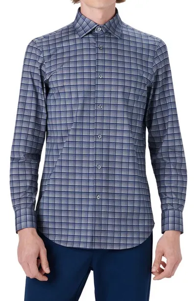 Bugatchi Ooohcotton® Check Button-up Shirt In Steel