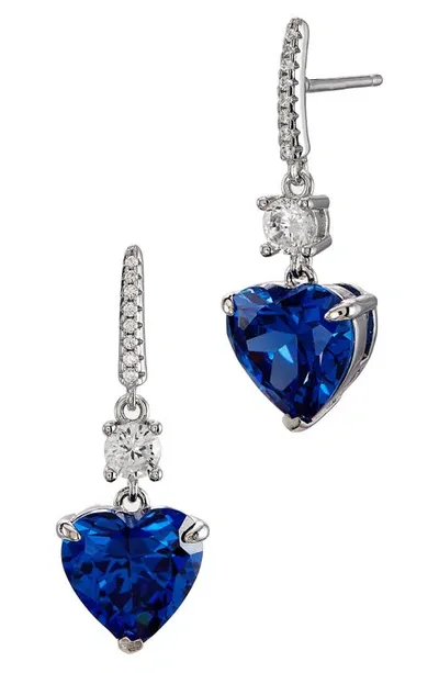 Savvy Cie Jewels Cubic Zirconia Drop Earrings In Blue