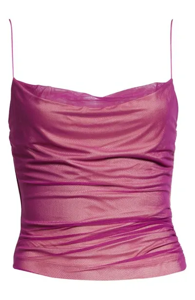 Gauge81 Lilburn Ruched Mesh Camisole In Purple,&natural