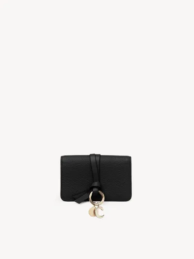 Chloé Alphabet Card Holder In Grained Leather Black Size Onesize 100% Calf-skin Leather