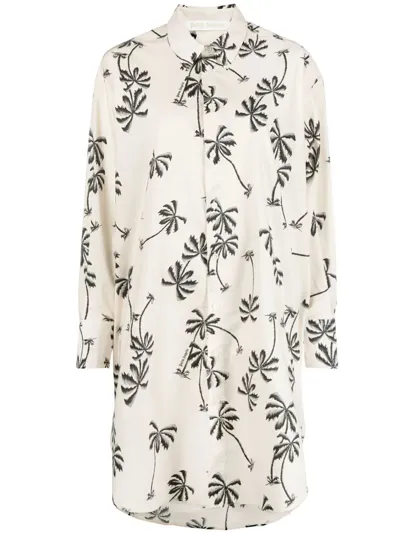 Palm Angels Graphic-print Cotton Shirt Dress In Black