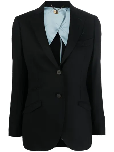 Maurizio Miri Single Breasted Stretch Wool Blazer In Black