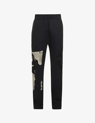 Alyx Graphic-print Regular-fit Tapered-leg Cotton-blend Jogging Bottoms In Black