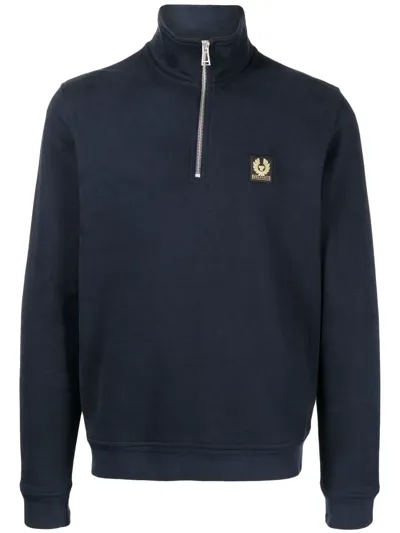 Belstaff Quarter Zip Sweatshirt In Dark Ink