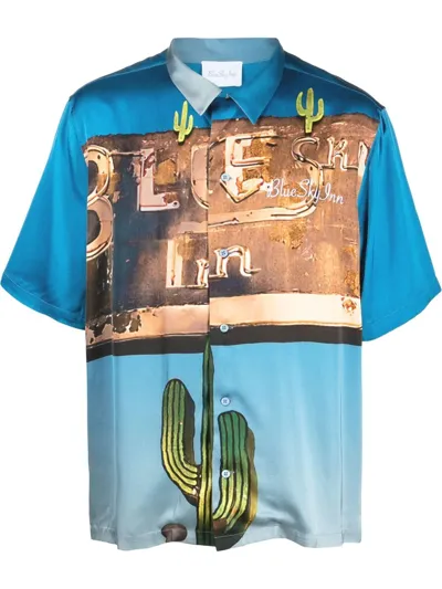 Blue Sky Inn Photograph-print Short-sleeved Shirt In Blau