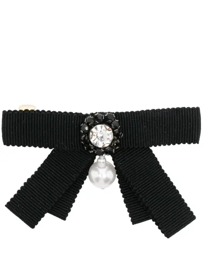 Erdem Bow-detail Barrette Hair Clip In Schwarz