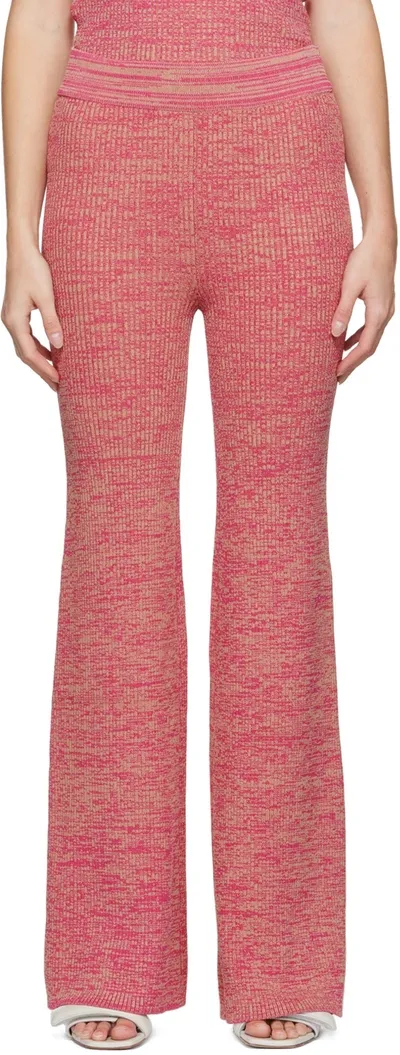 Remain Birger Christensen Soleima Fitted Flared-leg High-rise Knitted Trousers In Magenta