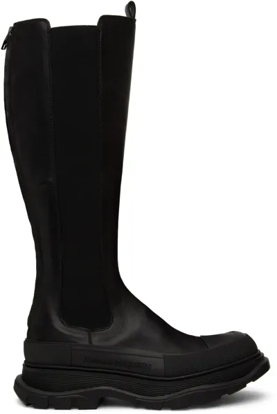 Alexander Mcqueen Black Tread Slick Boots