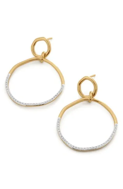 Monica Vinader Gold Riva Diamond Ripple Cocktail Earrings Diamond