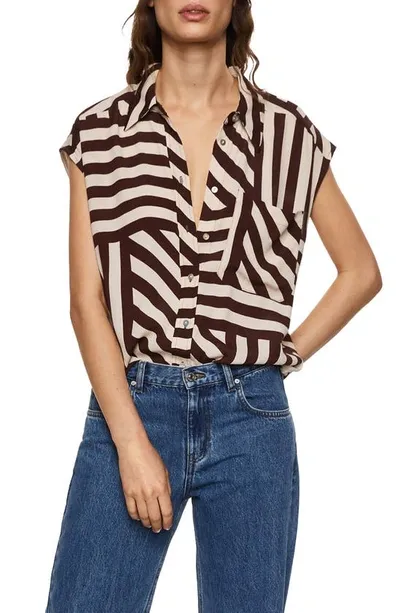 Mango Oversize Flowy Shirt Brown