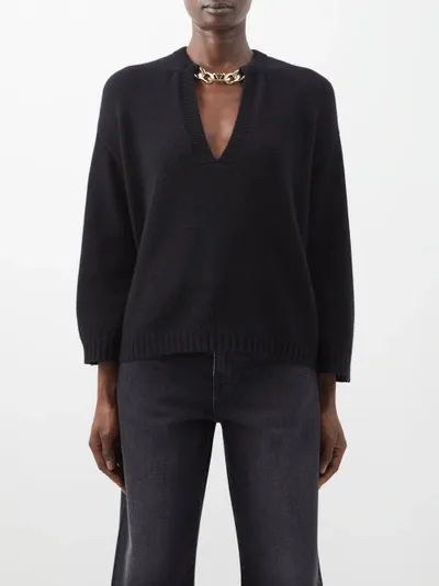 Valentino Black Cashmere Sweater With Chain Detail In Multicolor