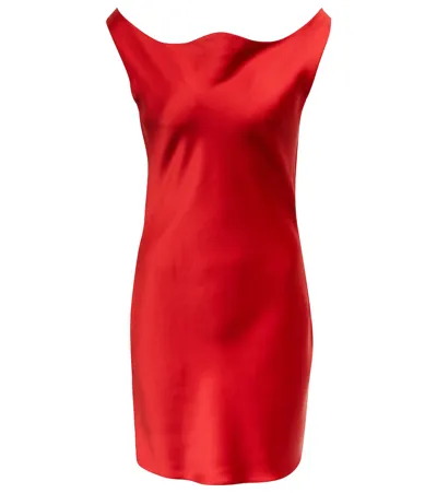 Norma Kamali Maria Satin Minidress In Tiger Red