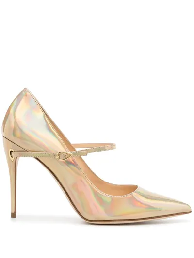 Jennifer Chamandi Lorenzo 105mm Leather Pumps In Gold