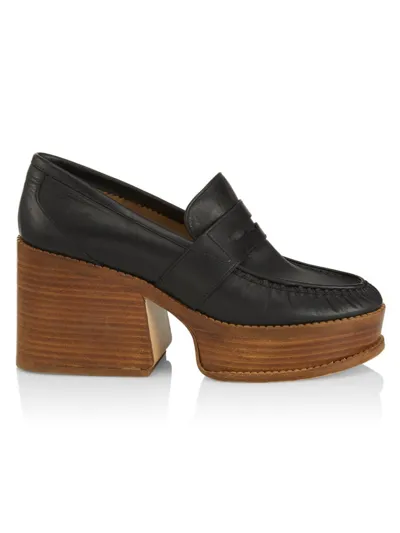 Gabriela Hearst Augusta Leather Platform Penny Loafers In Black