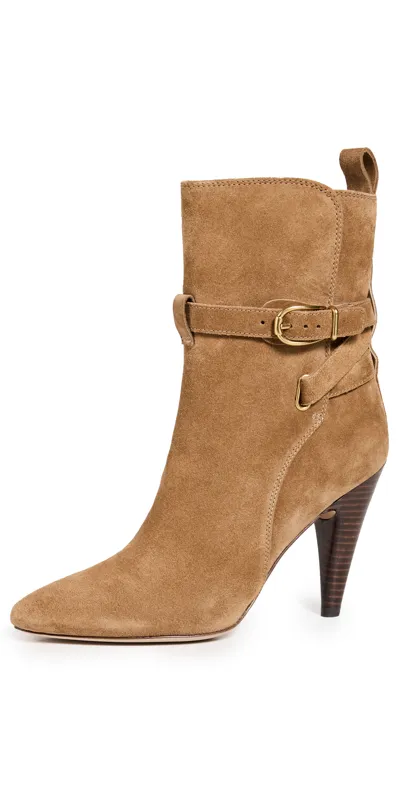 Veronica Beard Sohelia Strap Suede High-heel Boots In Hazelwood