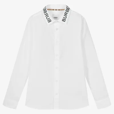 Burberry Teen Boys White Logo Shirt