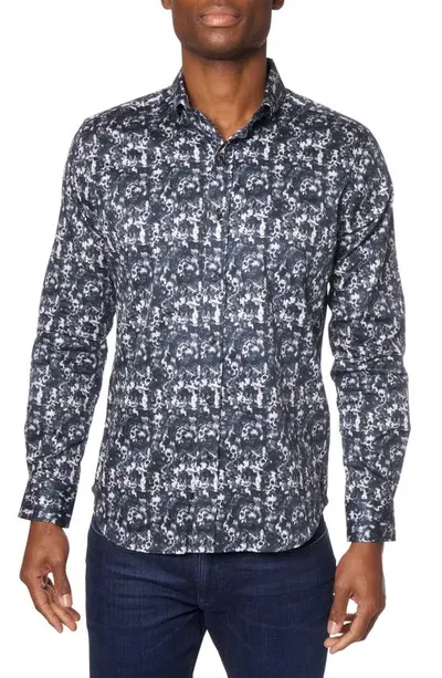 Robert Graham Hawking Skull Print Cotton Button-up Shirt In Black