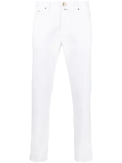 Jacob Cohen Embroidered-logo Straight-leg Jeans In White